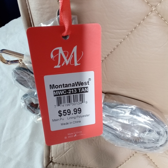Montana West NWT Tan Faux Leather Quilted Tote Satchel Crossbody Bag $59.99 New - Picture 3 of 11